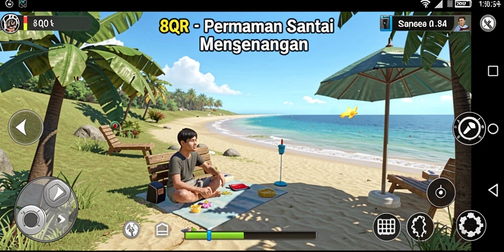 Tampilan gameplay 8QR dengan grafis yang menarik dan mudah dimainkan.