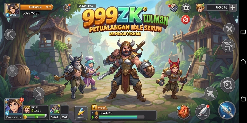 Tangkapan layar gameplay 999ZK menunjukkan karakter yang sedang bertarung dalam mode Idle.