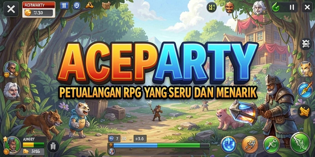 Gameplay seru di dunia fantasi ACEPARTY yang penuh tantangan.