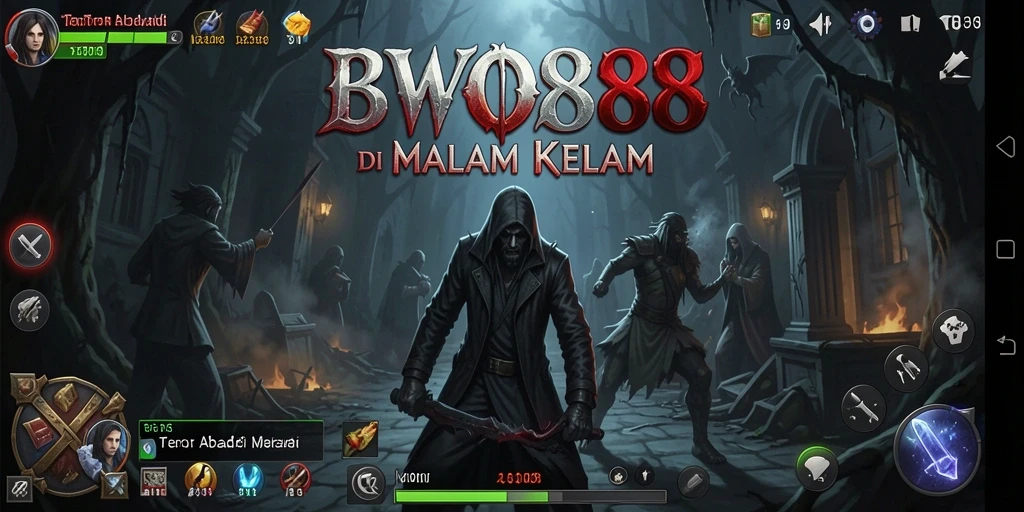 Tampilan gameplay mencekam dalam suasana yang menyeramkan.