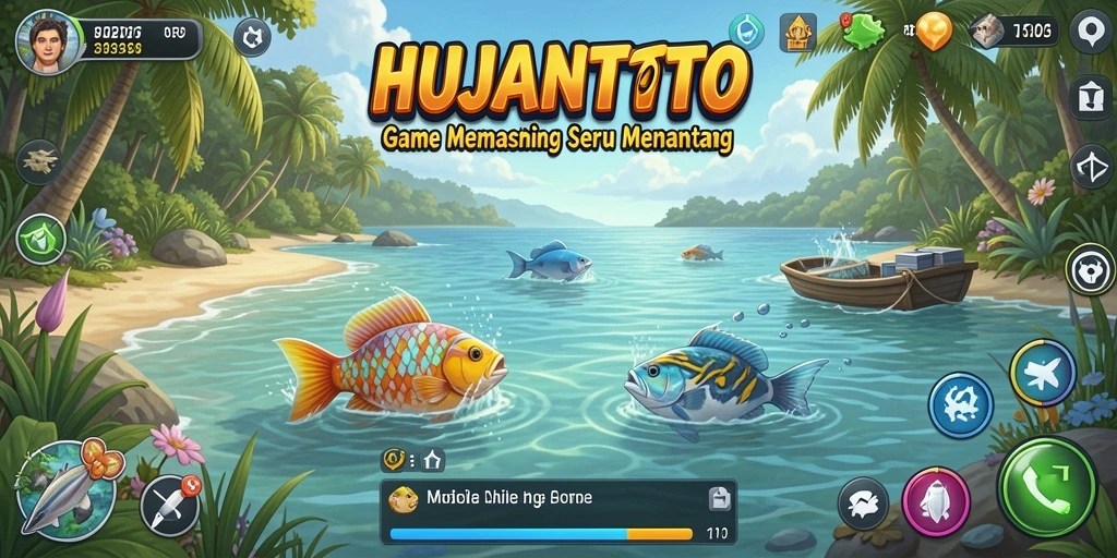 Screenshot gameplay HUJANTOTO menampilkan pengalaman memancing yang seru.