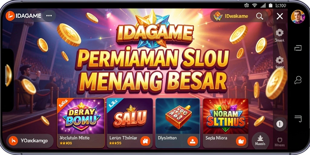 Tampilan gameplay IDAGAME dengan reel yang berputar dan grafik slot yang menawan.