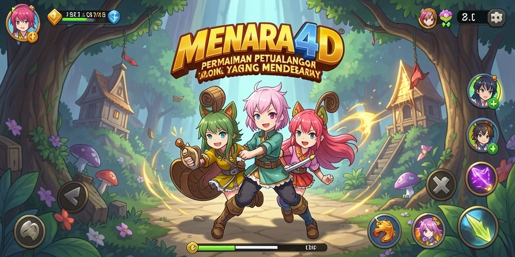 Tangkapan layar MENARA4D menunjukkan aksi seru dengan grafis anime yang menawan.