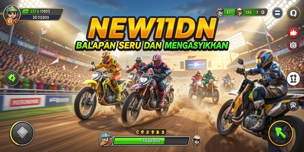 Gameplay seru dan mendebarkan dalam balapan <strong>NEWIDN</strong>.