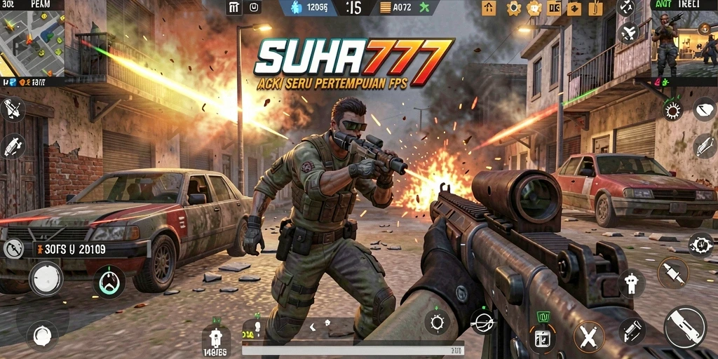 Screenshot gameplay SUHU777 yang menunjukkan aksi tembak-menembak menegangkan.